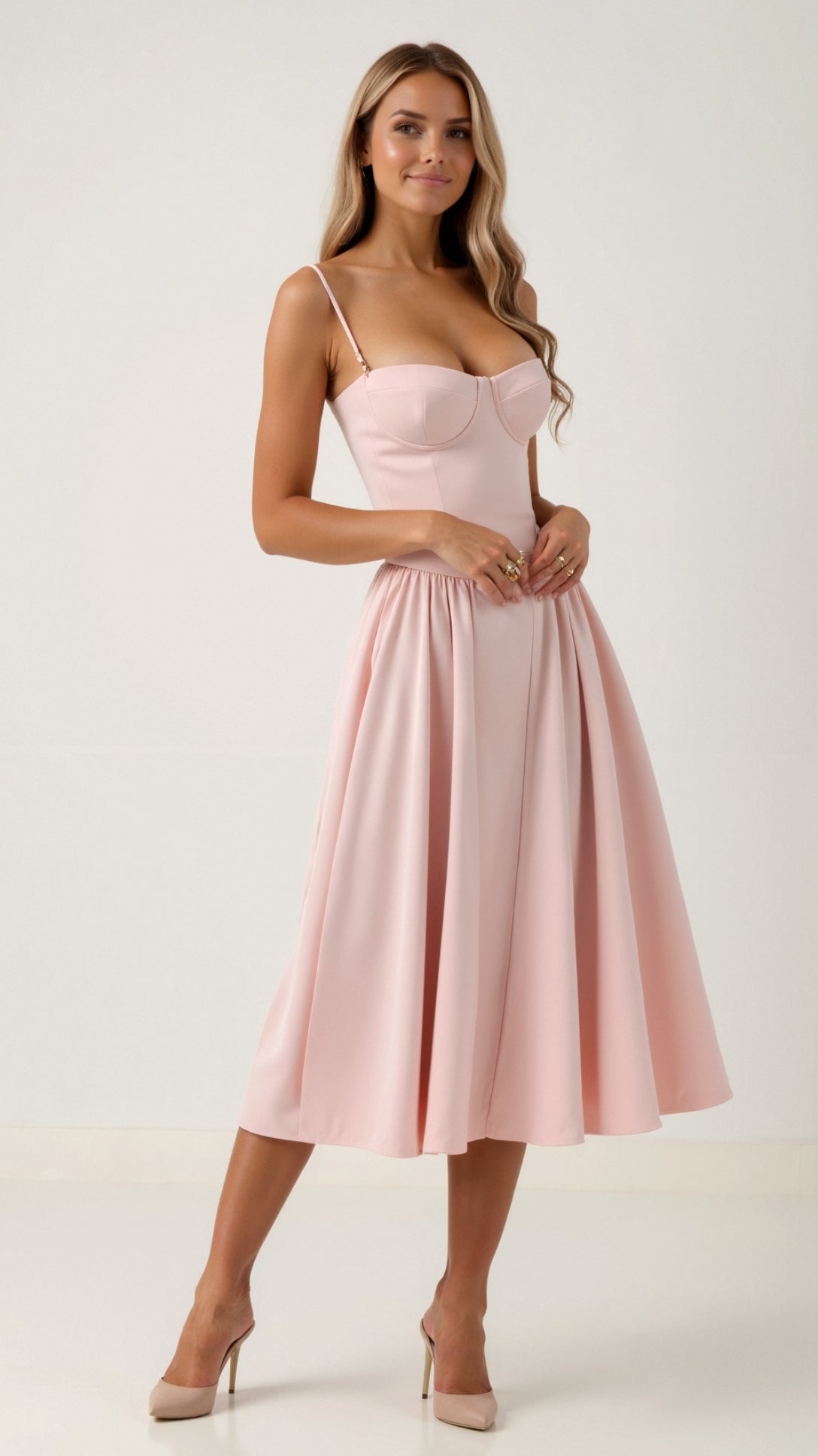 Abito midi con corsetto floreale da donna per eventi estivi