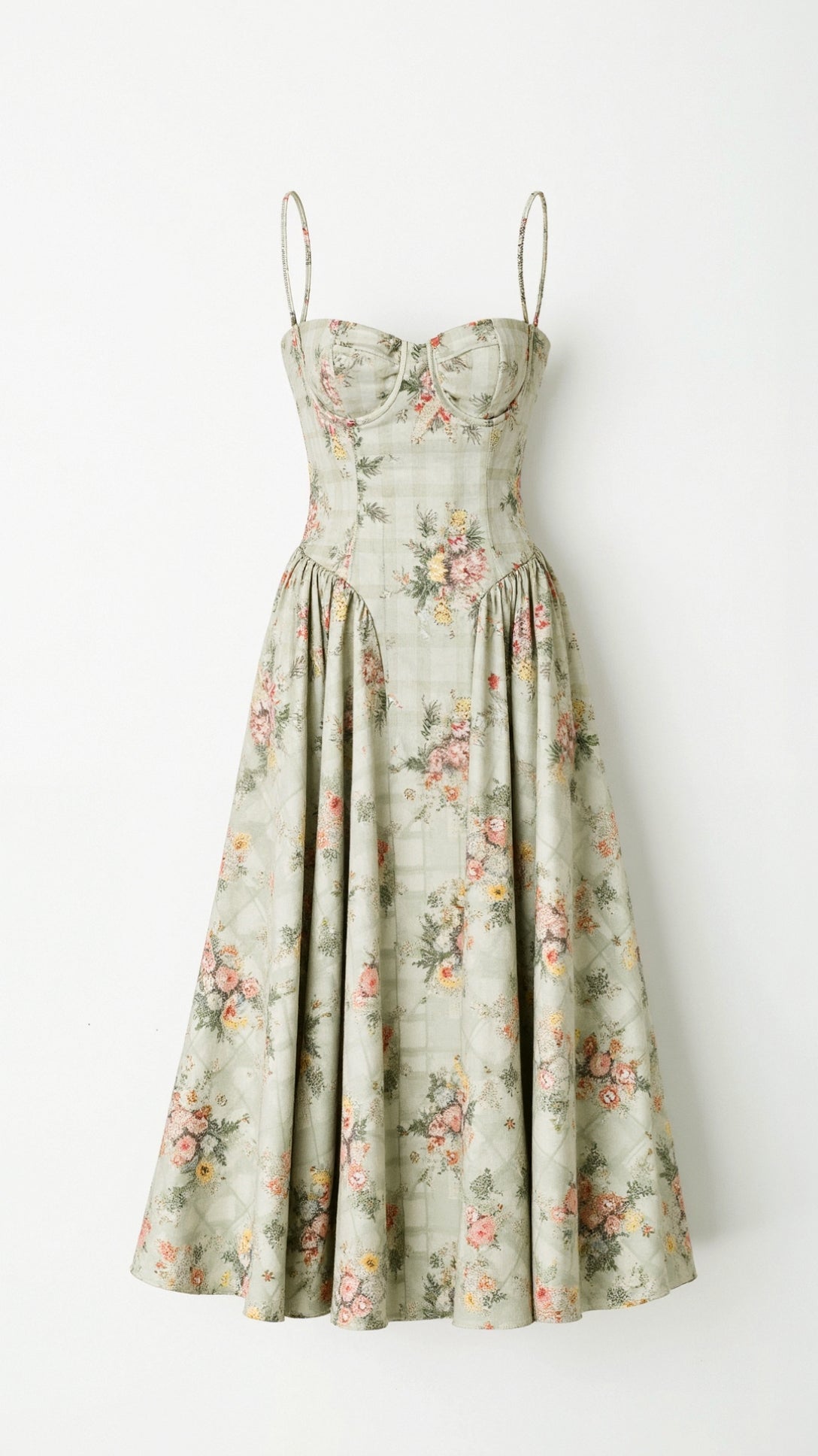 Abito midi con corsetto floreale da donna per eventi estivi