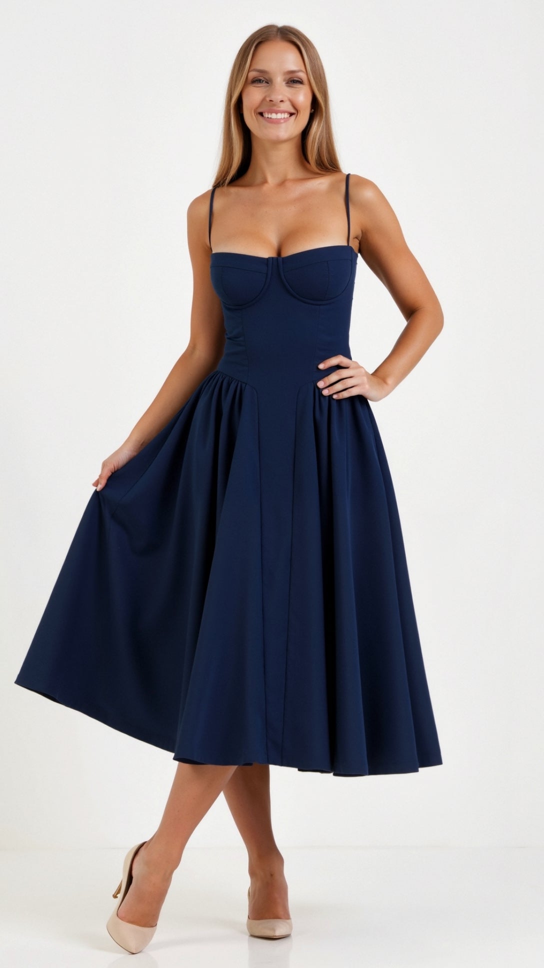 Abito midi con corsetto floreale da donna per eventi estivi