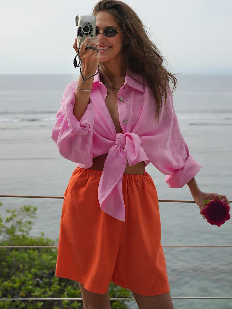 Oversized Linen Blouse - Summer Tops for Women