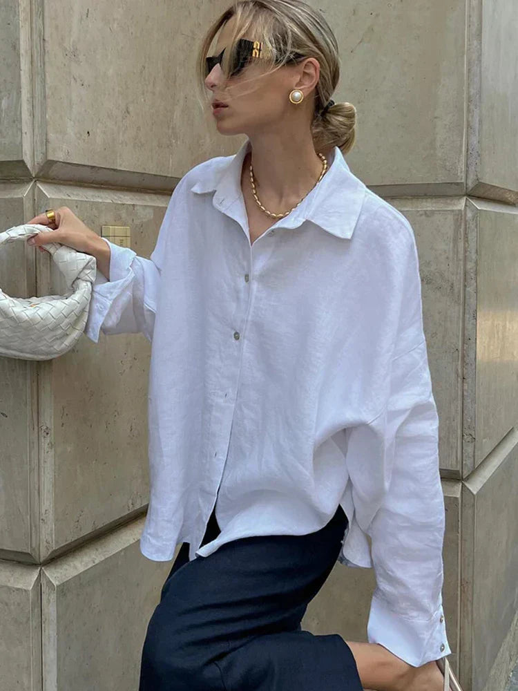 Oversized Linen Blouse - Summer Tops for Women