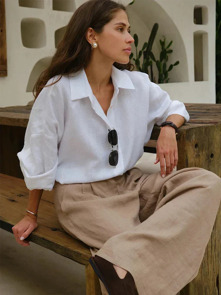 Oversized Linen Blouse - Summer Tops for Women