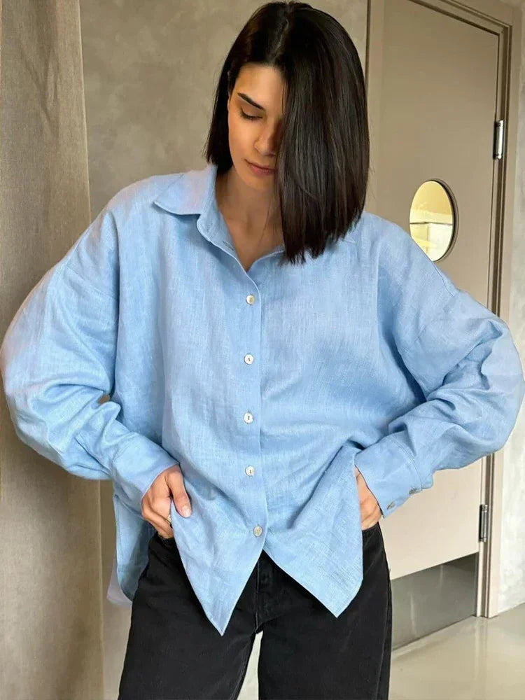 Oversized Linen Blouse - Summer Tops for Women