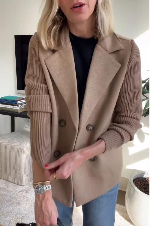 Women’s Tailored Blazer with Knit Sleeves – Smart Casual