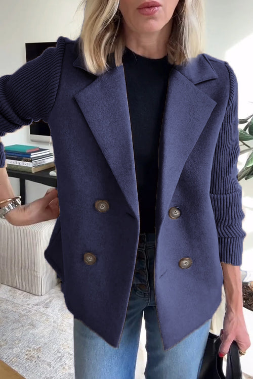 Women’s Tailored Blazer with Knit Sleeves – Smart Casual