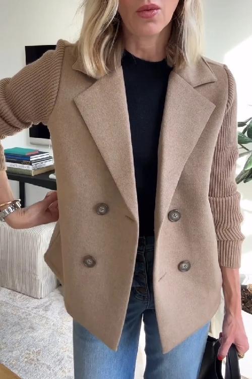 Women’s Tailored Blazer with Knit Sleeves – Smart Casual