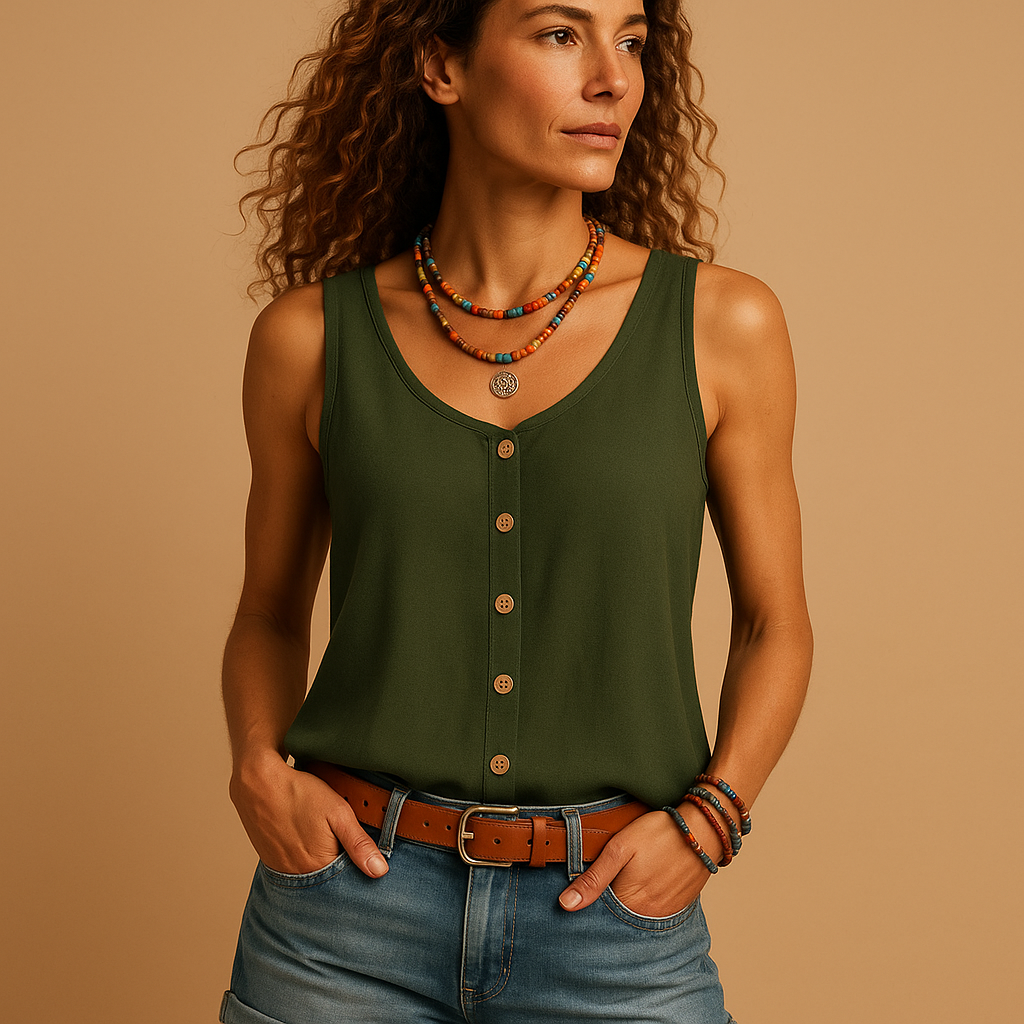 Canotta estiva da donna senza maniche con scollo a V leggero