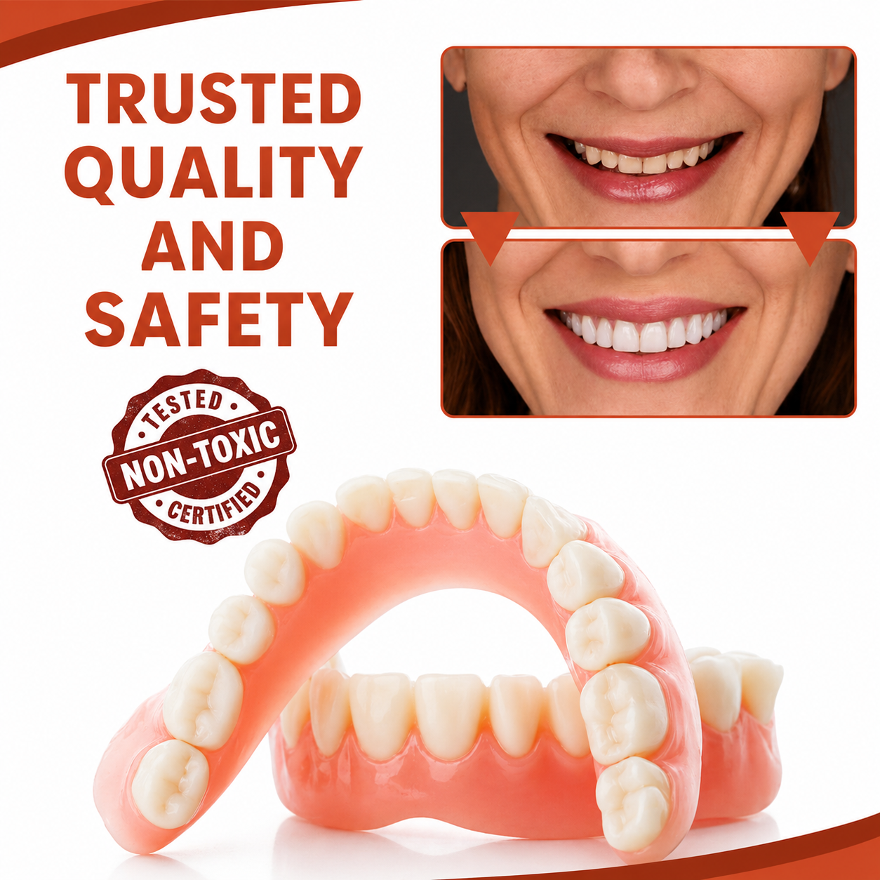 Zahnersatz | Weiches Silikon Polster | Rutschfester Sitz ohne Druckstellen | SecureSmile