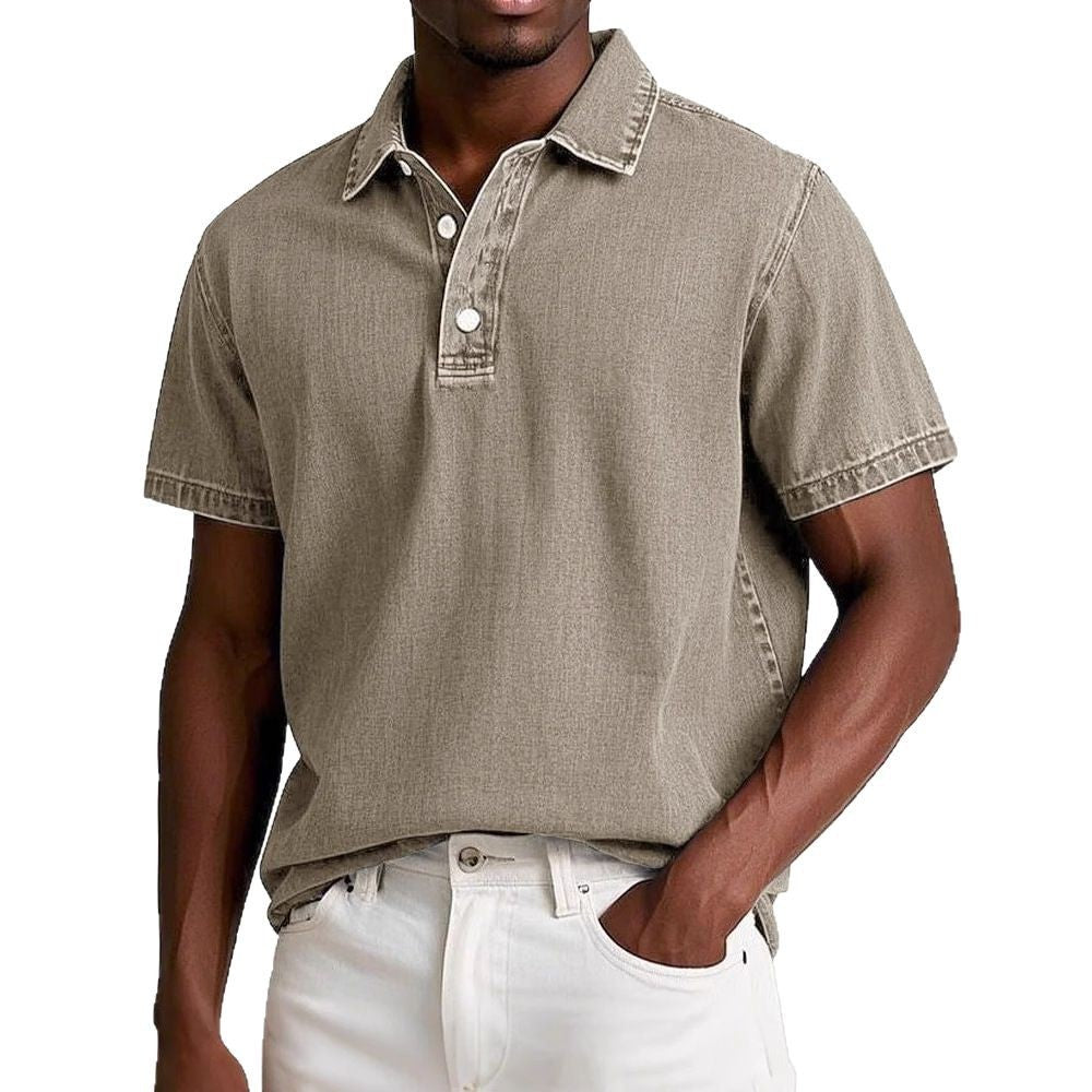 Men's Vintage Short-sleeve Lapel Polo Shirt
