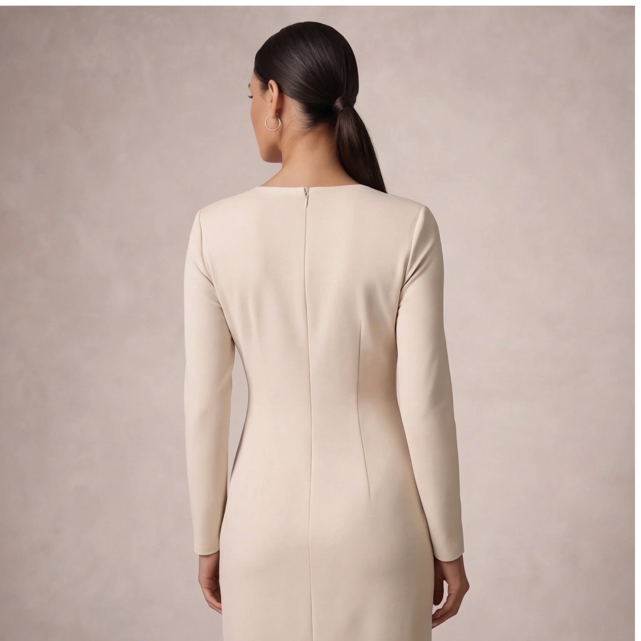 Vestito midi elegante da donna con maniche lunghe e incrocio