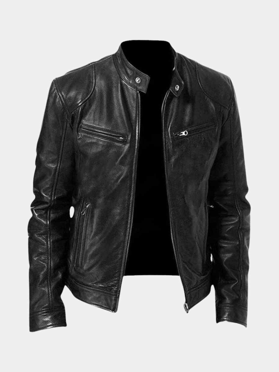 Elegant Men's Leather Jacket – Genuine Leather, Timeless Style, All-Season Comfort