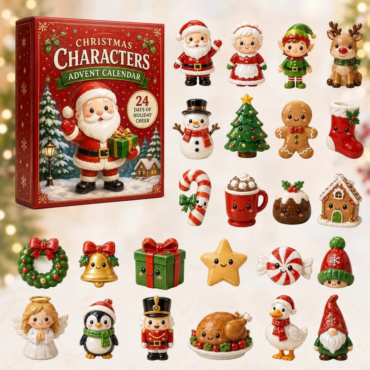 24-day Mini Christmas Calendar with Building Blocks, Unique Designs, Buildable Bricks, Includes Hanging Loops, Festive Countdown