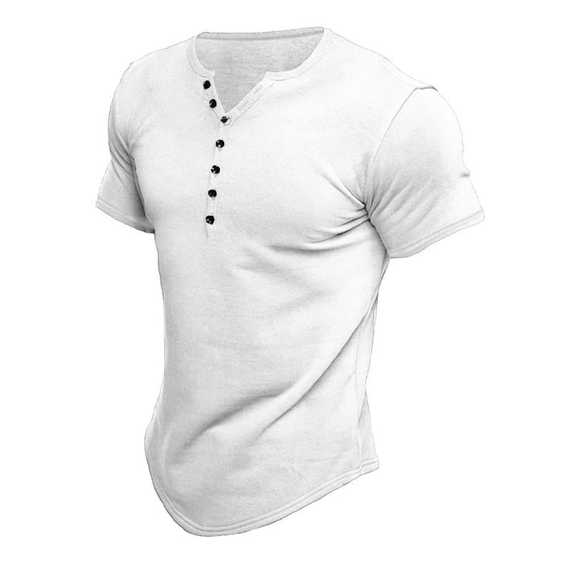 Men’s Henley T-Shirt | Short Sleeve Top - Lightweight Summer Wear