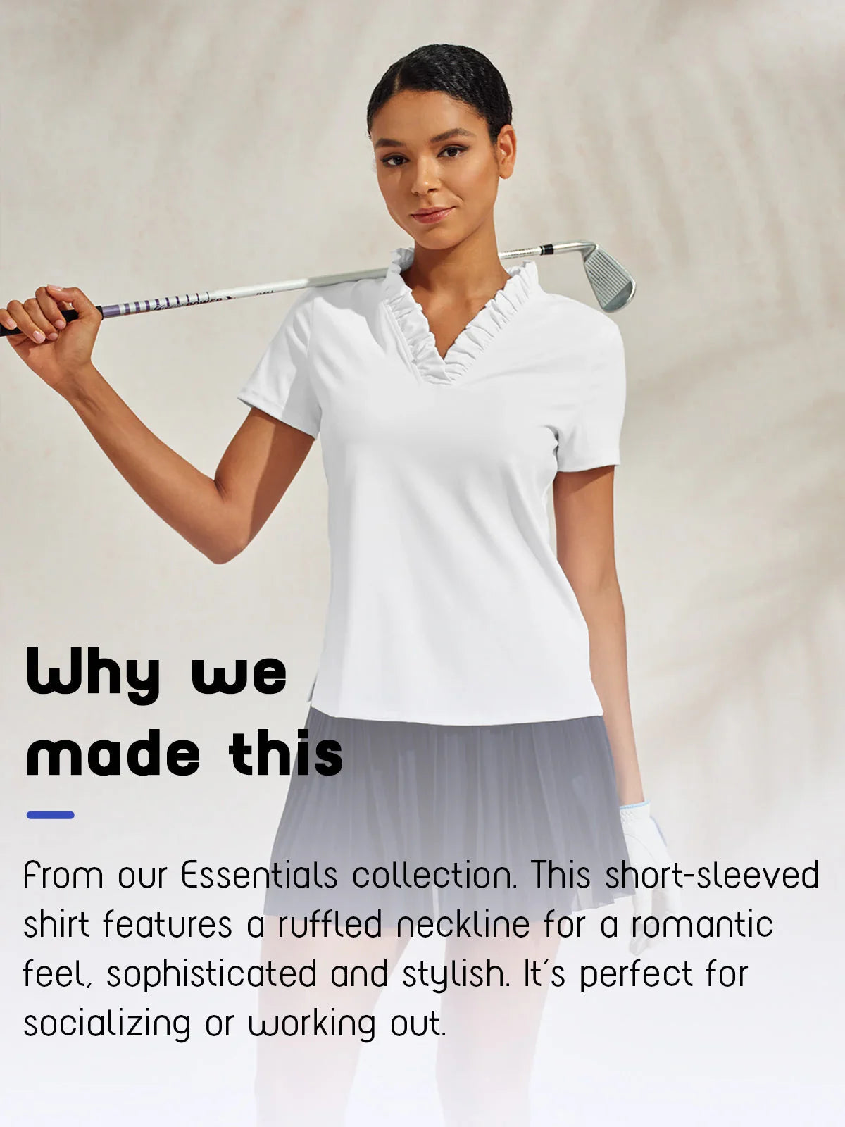 Women’s Ruffle V-Neck Golf Polo UPF50+