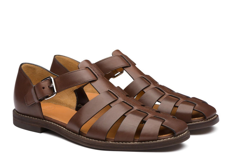 Men’s Leather Sandals – Roman Style with Buckle | Closed-Toe Summer & Holiday Footwear