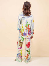 Women’s Ocean Print Trousers Set | Relaxed Fit Holiday Co-ord with Long Sleeve Top