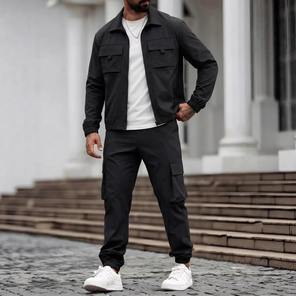 Set giacca tattica e pantaloni cargo da uomo