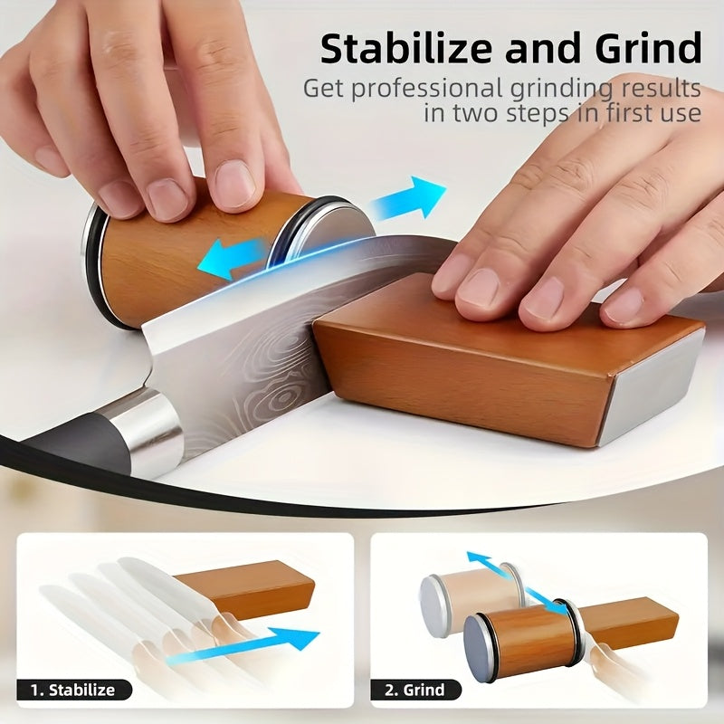 DuoCut Sharpening Stone Set | Diamond Stone with Magnetic Holder | 15° & 20° Sharpening Angles | Wood & Metal