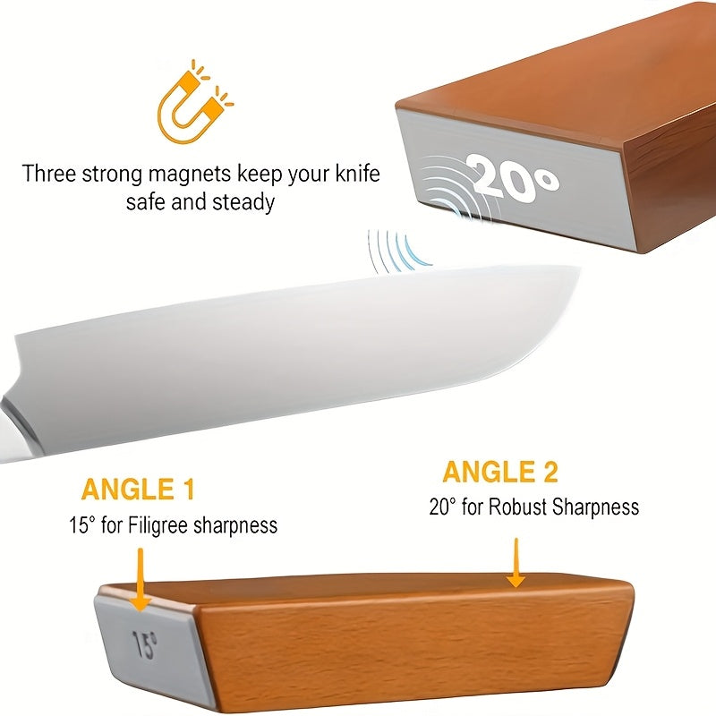 DuoCut Sharpening Stone Set | Diamond Stone with Magnetic Holder | 15° & 20° Sharpening Angles | Wood & Metal