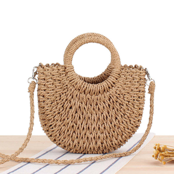 Women’s Woven Rope Handbag with Rattan Handle | Lightweight Vintage Style for Everyday & Occasion