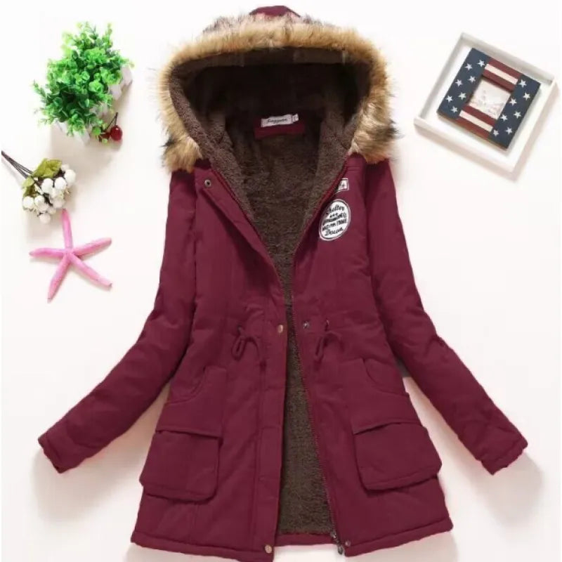 Parka de invierno para mujer con capucha