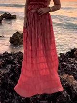 The Eliza Pleated Maxi Skirt – Tiered Design with Adjustable Waist