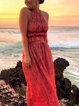 The Eliza Pleated Maxi Skirt – Tiered Design with Adjustable Waist
