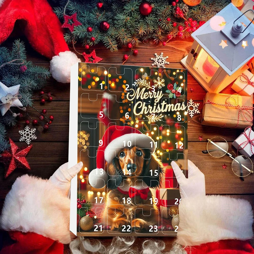 2026 Christmas 24 Day Advent Calendar 2D Acrylic Dachshund Christmas Tree Hanging Ornament Christmas Hanging Hanger Decoration