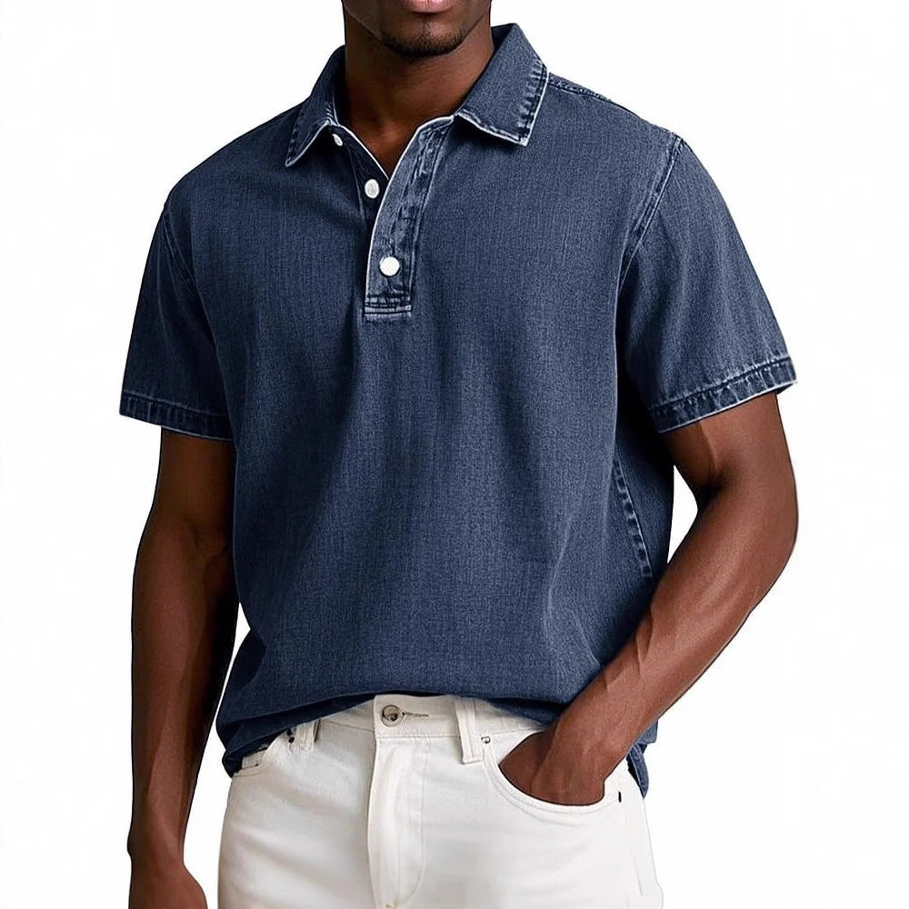 Men's Vintage Short-sleeve Lapel Polo Shirt