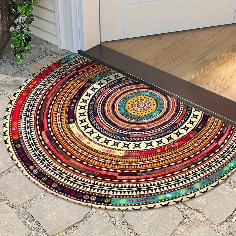 Boho rohožka ve tvaru půlměsíce – stylová ochrana vstupu