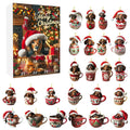 2026 Christmas 24 Day Advent Calendar 2D Acrylic Dachshund Christmas Tree Hanging Ornament Christmas Hanging Hanger Decoration