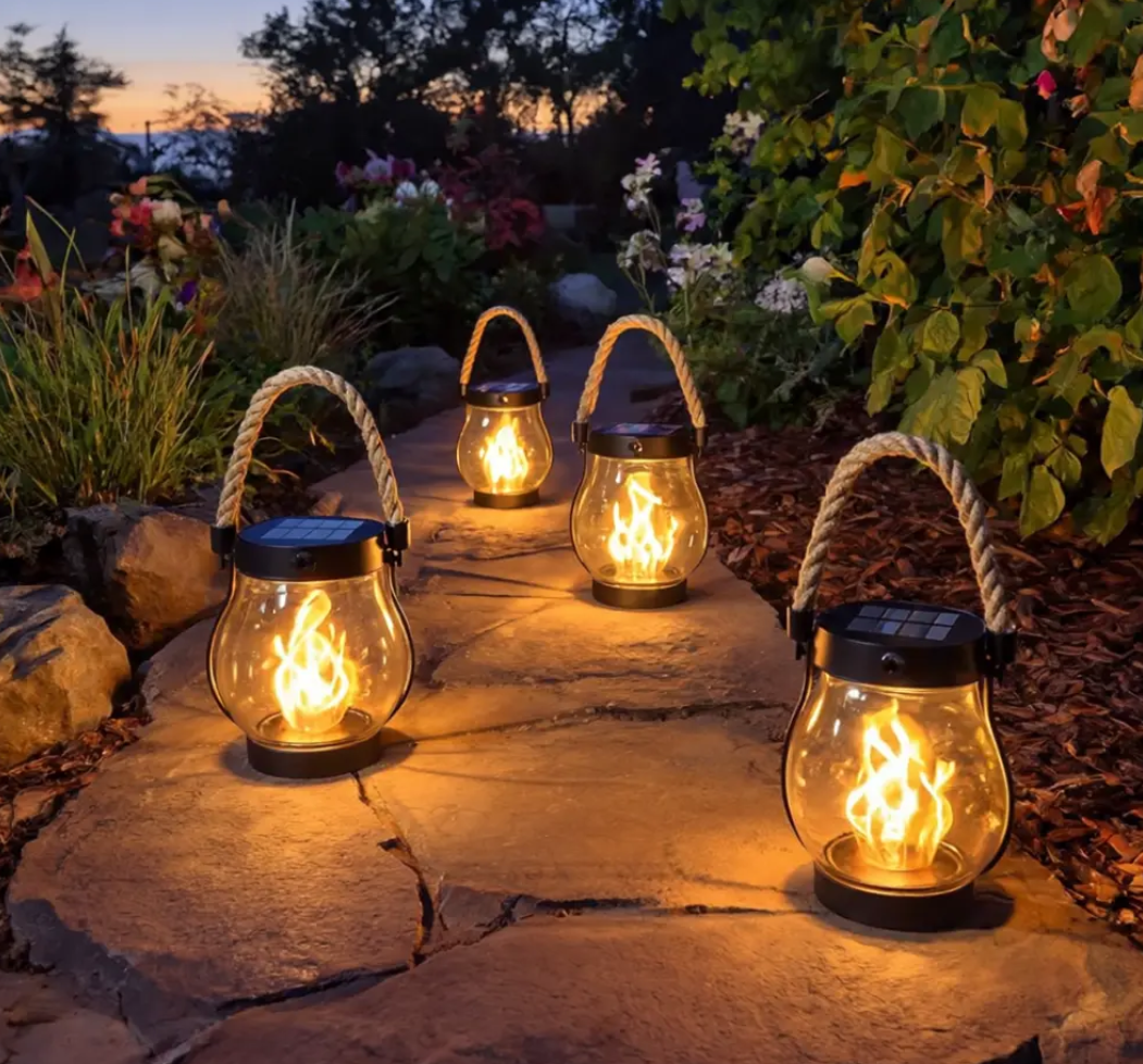 Solar Flame Lantern with Real Flickering Effect