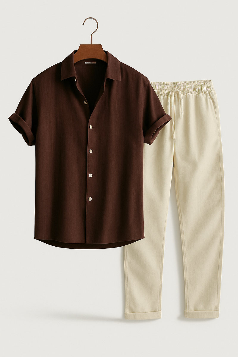 Cedar Men’s Shirt and Trousers Set – Relaxed Fit for Timeless Style