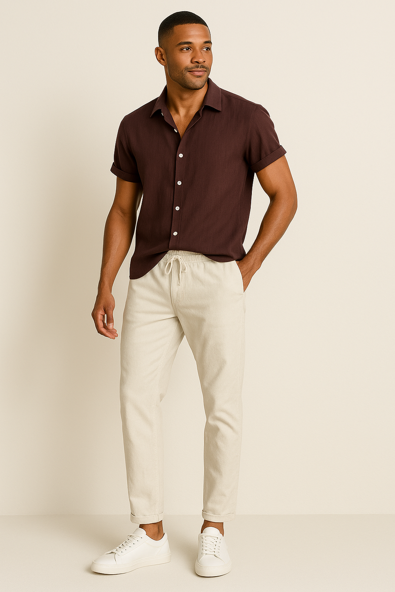 Cedar Men’s Shirt and Trousers Set – Relaxed Fit for Timeless Style