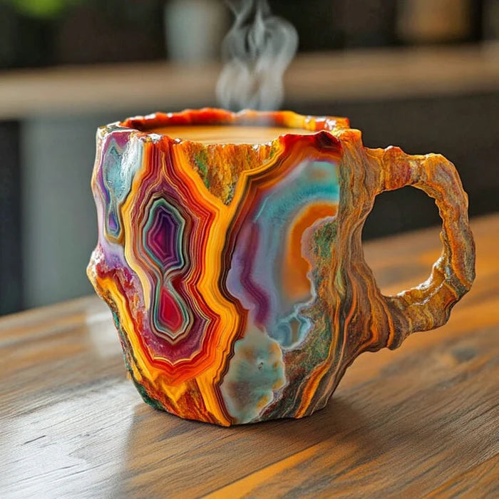 Tazze da Caffè GlaceCup | Fatto a Mano e Cristallo Minerale | Isolanti e Sicure per Microonde | 350–450 ml