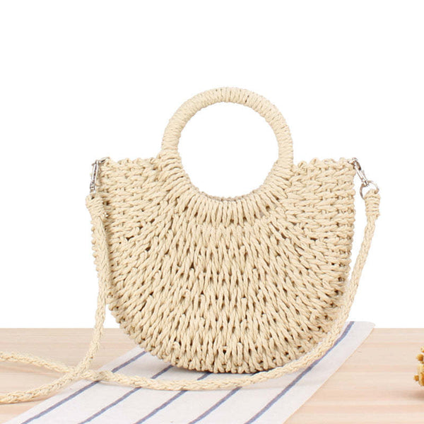 Women’s Woven Rope Handbag with Rattan Handle | Lightweight Vintage Style for Everyday & Occasion