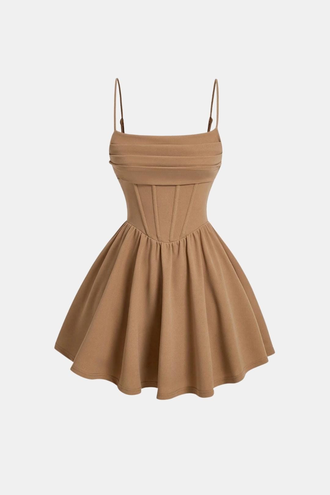 Women's Mini Cocktail Dress with Spaghetti Straps, Ruching, and Corset Panels