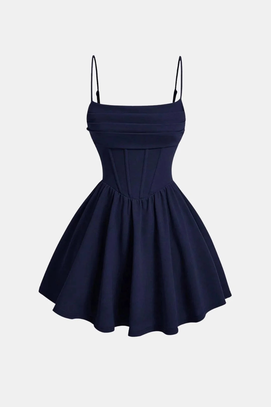 Women's Corset Mini Cocktail Dress | Spaghetti Strap Bodycon Fit | Ruched Corset Panel Design | Party Evening Occasion Wear