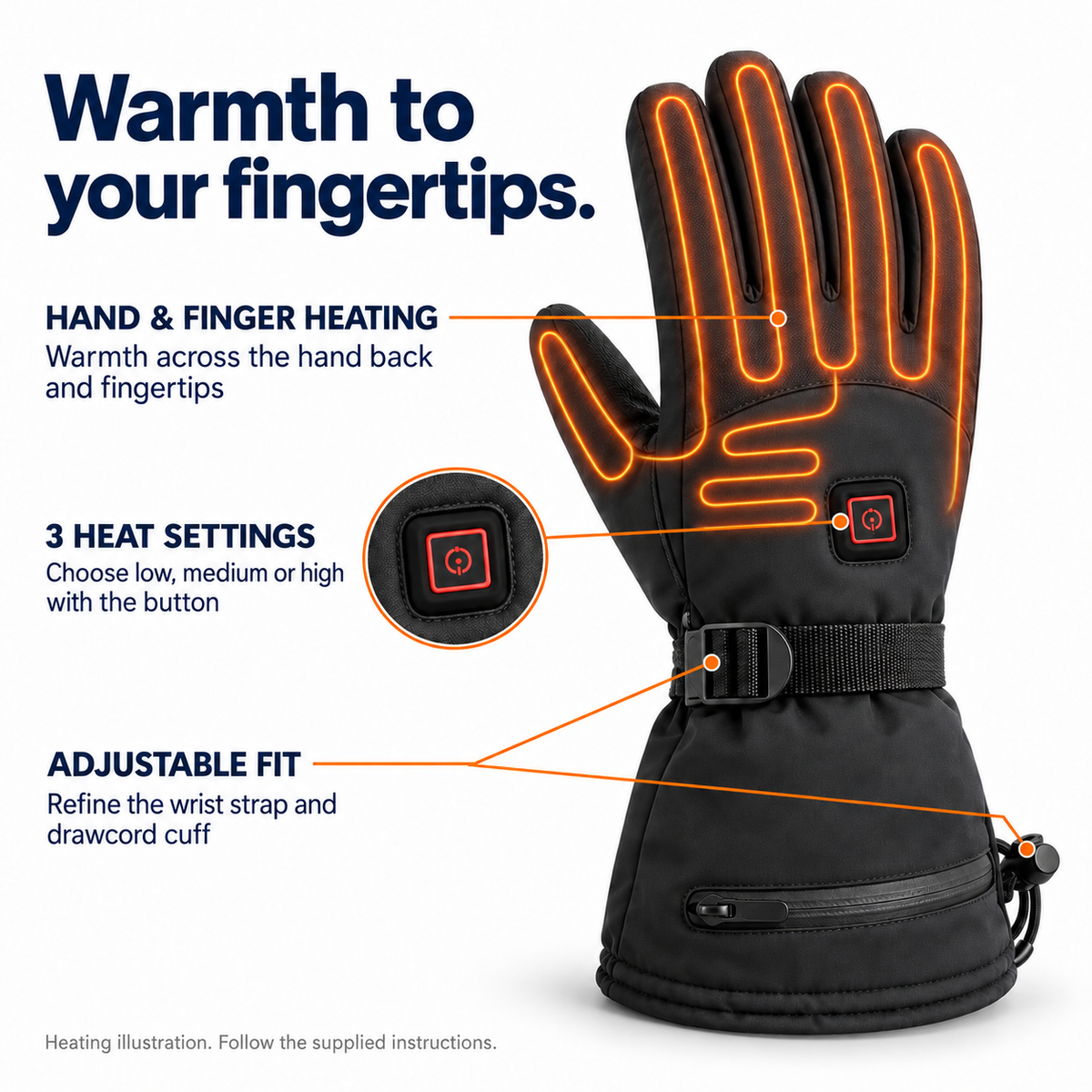 Rechargeable Heated Gloves – 3 Heat Settings