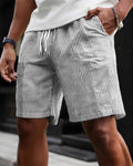 Pantaloncini casual da uomo a righe con vita regolabile con coulisse