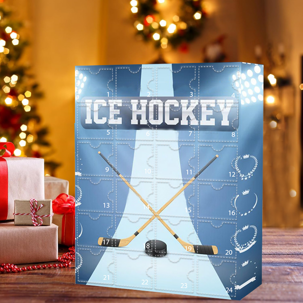 2026 Ice Hockey Advent Calendar | 24 Day Ice Hockey Countdown with Ornaments and Souvenirs | Handmade Sports Fan Holiday Gift