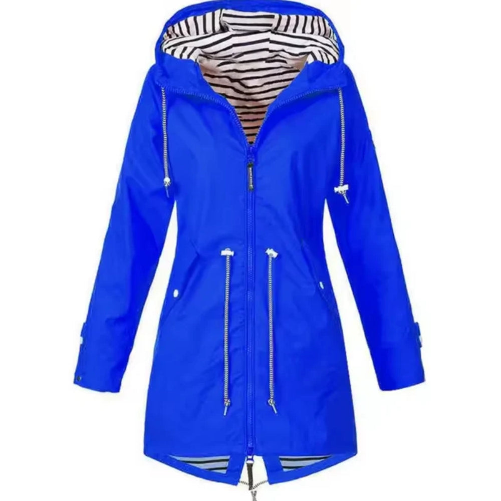 Stylish Women's Windbreaker Raincoat - Lightweight Waterproof Hooded Jacket