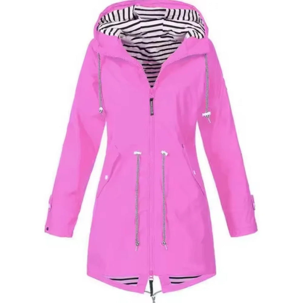 Stylish Women's Windbreaker Raincoat - Lightweight Waterproof Hooded Jacket