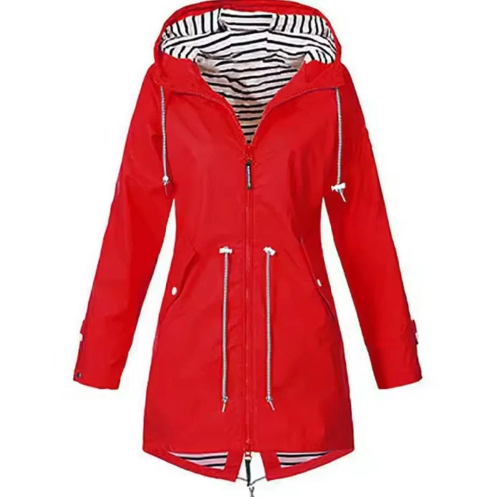 Stylish Women's Windbreaker Raincoat - Lightweight Waterproof Hooded Jacket