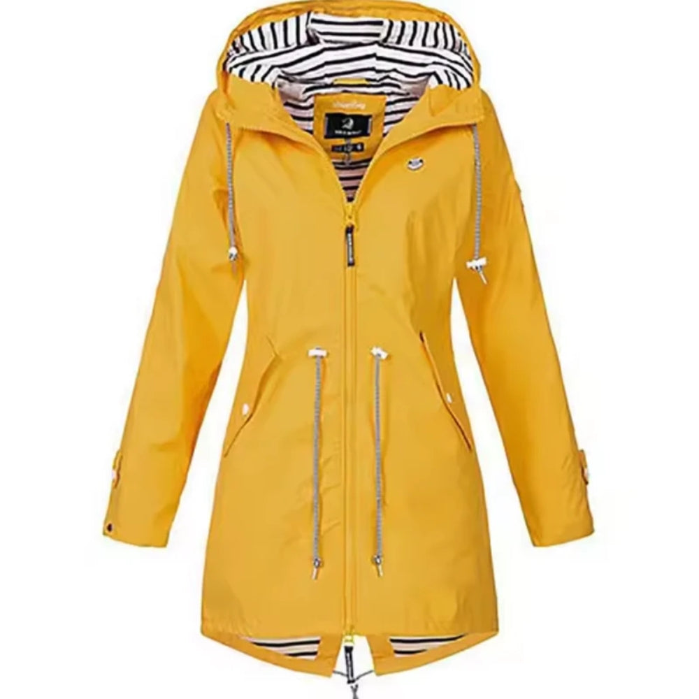 Stylish Women's Windbreaker Raincoat - Lightweight Waterproof Hooded Jacket