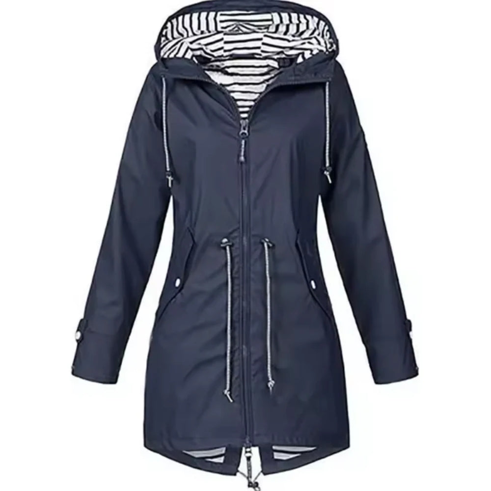 Stylish Women's Windbreaker Raincoat - Lightweight Waterproof Hooded Jacket