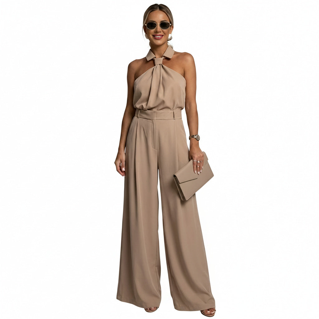 Dames Jumpsuit met Halternek en Wide Leg Broek
