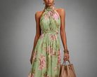 Dames Maxi Jurk met Halternek en Bloemenprint