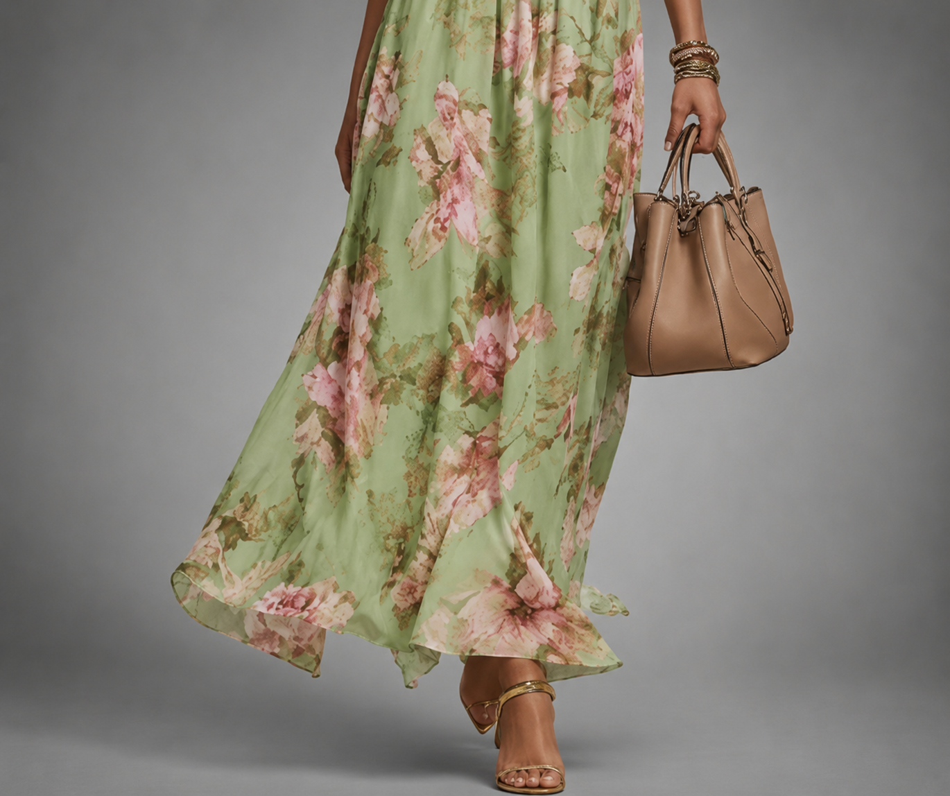 Dames Maxi Jurk met Halternek en Bloemenprint