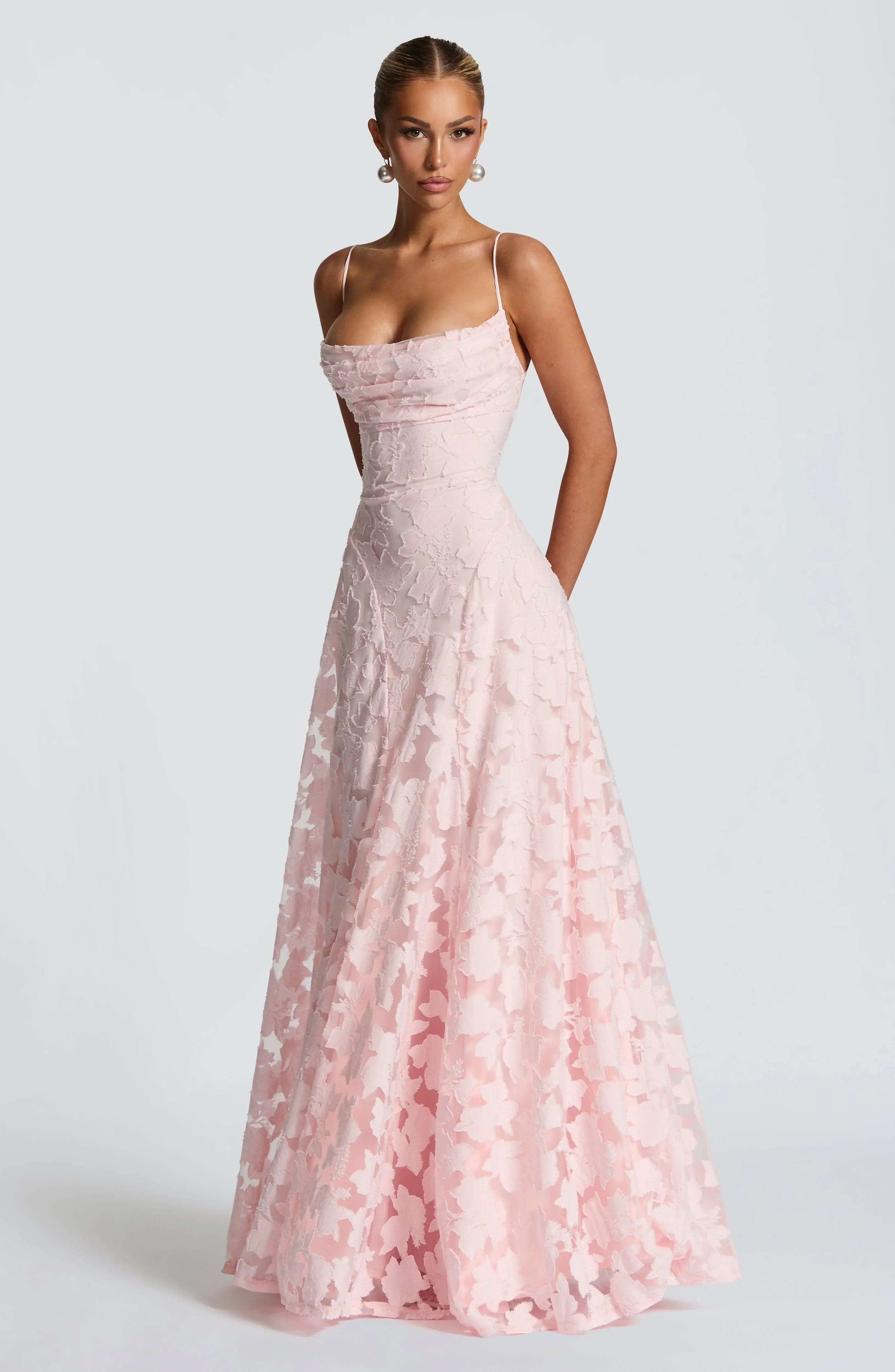 Dames Maxi Jurk Mouwloos met Cowl-hals en Bloemenpatroon
